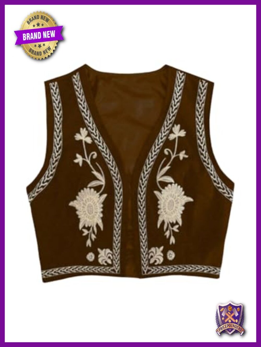 Women's Western Embroidered Boho Vest Sleeveless Open Front